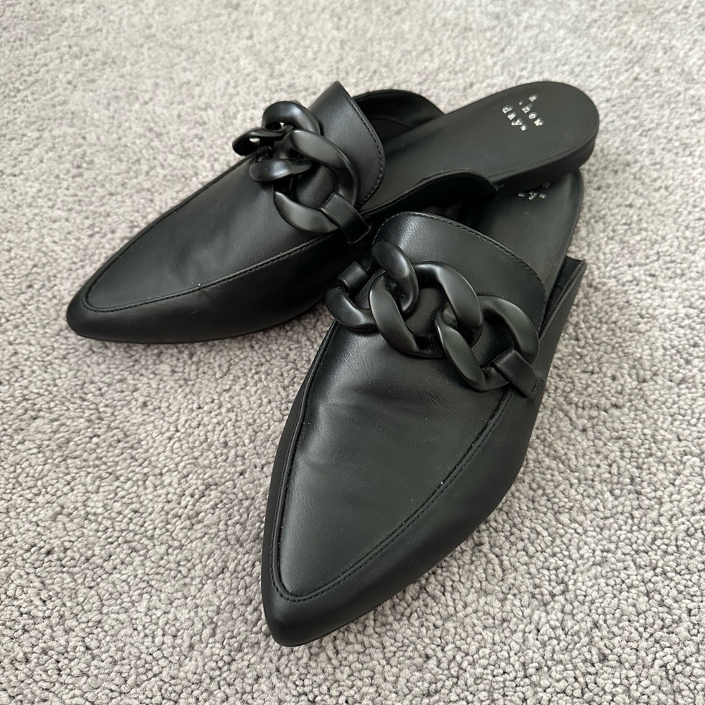 A New Day Black Chain Mules Size 9